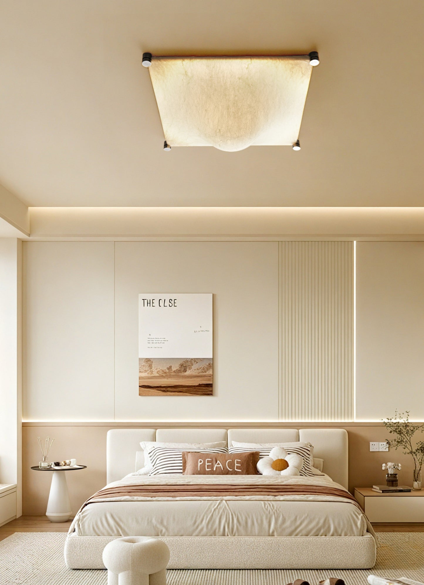 Modern Silk Wall Lamp, Artistic Square Atmosphere Wall Sconce with Real Mulberry Silk Shade, Luxury Living Room, Bedroom, Study Accent Lighting