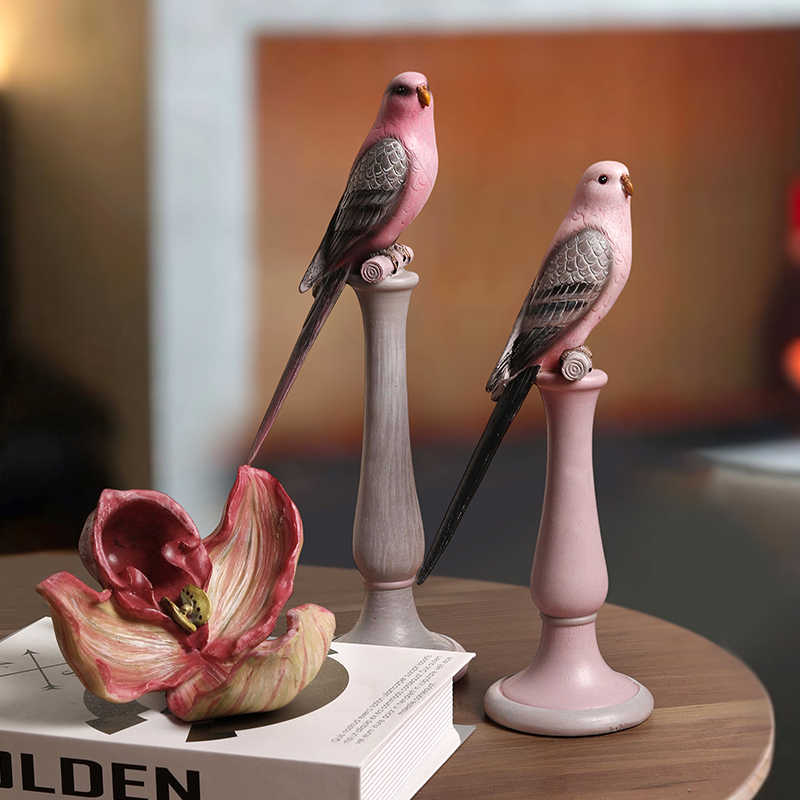 Modern Pink Crane Bird Figurine, Creative Minimalist Desk Decor for Office, Living Room & TV Cabinet, Contemporary Animal Sculpture