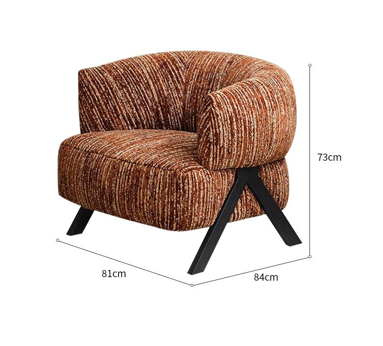 Vintage Chenille Lounge Chair – Designer Midcentury Single Armchair for Small Living Room, Bedroom or Balcony