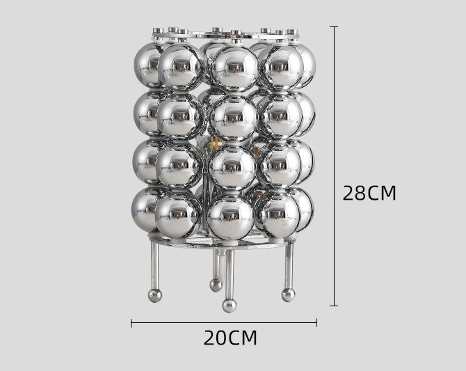 Mid-Century Chrome Bubble Table Lamp, Space Age Design with Multiple Chrome Spheres, Modern Minimalist Desk Light for Study Bedroom