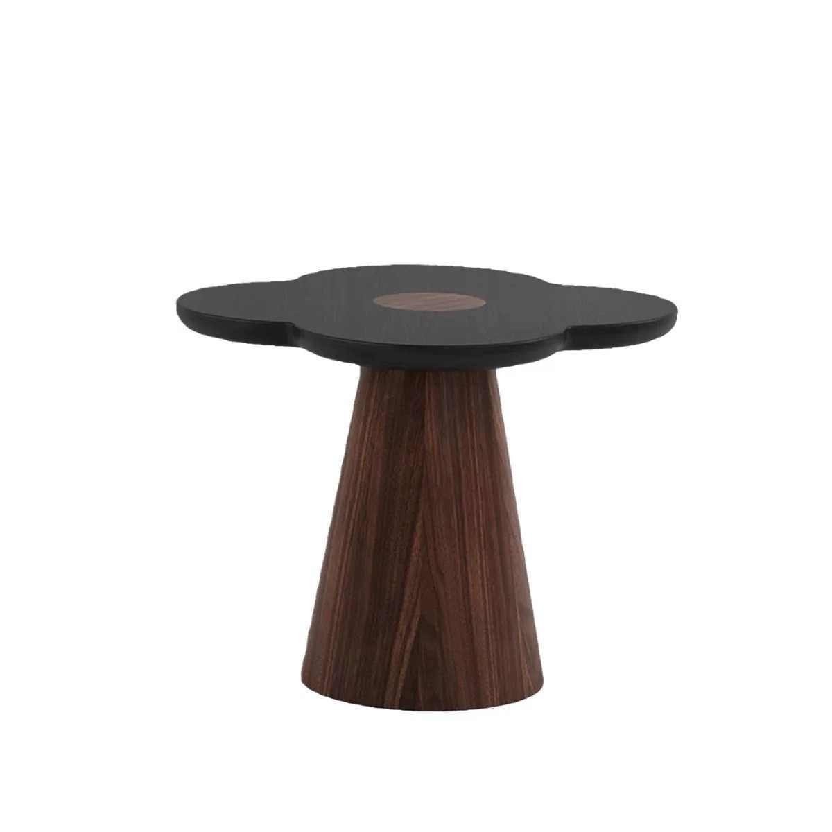 Vintage Wood Flower Side Table, French Style Clover Leaf Coffee Table for Living Room, Solid Wood Bedside Nightstand with Pedestal Base