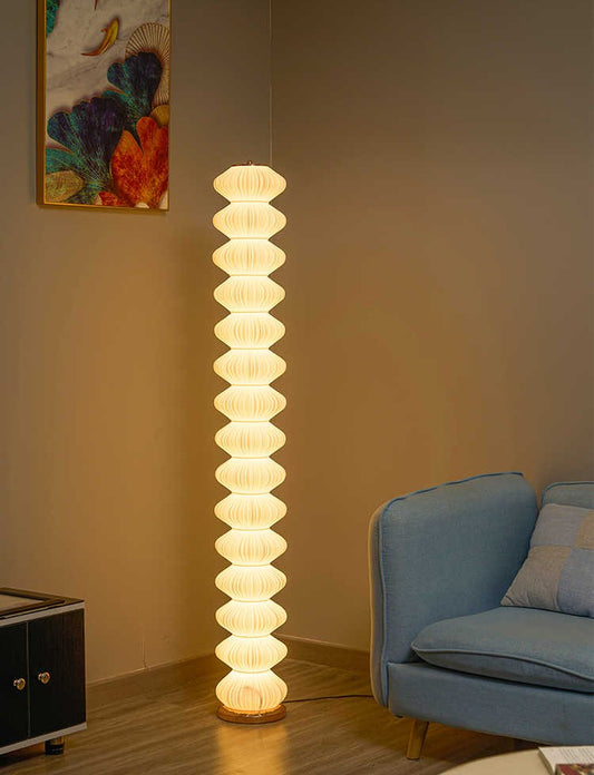 Full Spectrum LED Gourd Floor Lamp, Rose Gold and White, Eye-Friendly Ambient Lighting for Hotel, Bedroom, Living Room