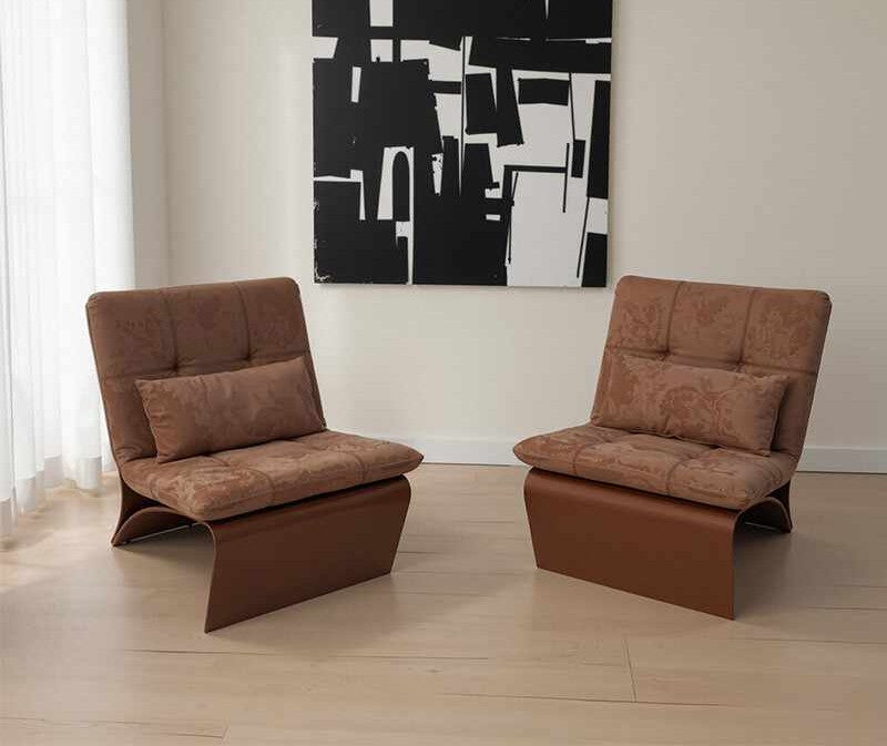 Contemporary Italian Minimalist Z-Chair – Sculptural Armless Lounge Chair with Geometric Base, Premium Upholstered Accent Furniture