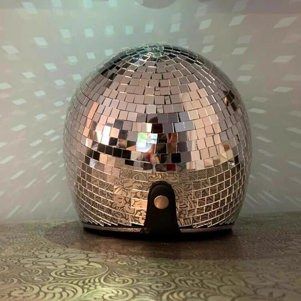 Professional Mirror Ball Disco Helmet – Reflective Party Festival Headwear for Events, Performances, and Rave Costume Accessory