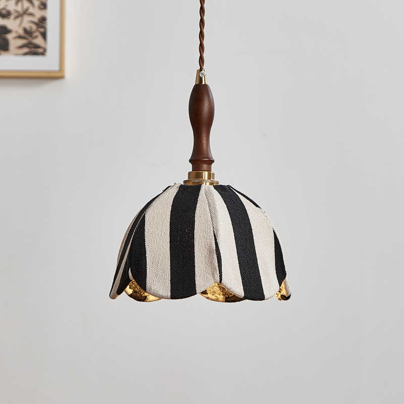 Designer Retro Pendant Lamp – Original Velvet Stripe Small Chandelier, High-End Bedside/Bar/Café/Accent Light