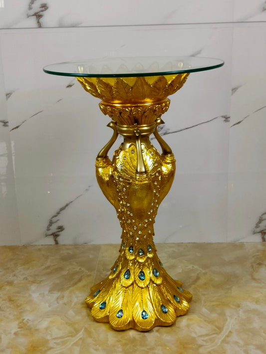 Luxury Plant Stand – Gold Resin Pedestal Table, Artistic Floral Pot Holder, Small Size