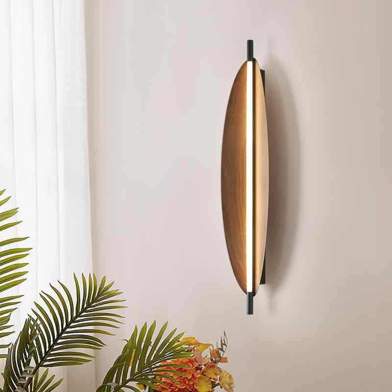 Designer Walnut Leaf Wall Sconce, Vintage Style – Bedroom, Living Room, Hotel Accent Lighting