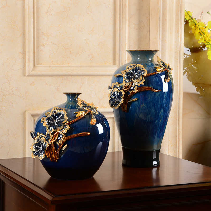 Luxury Cloisonné Enamel Ceramic Glass Vase Set – Hand-Painted Decorative Flower Vases for Living Room, Entryway, Side Table, Set of 2