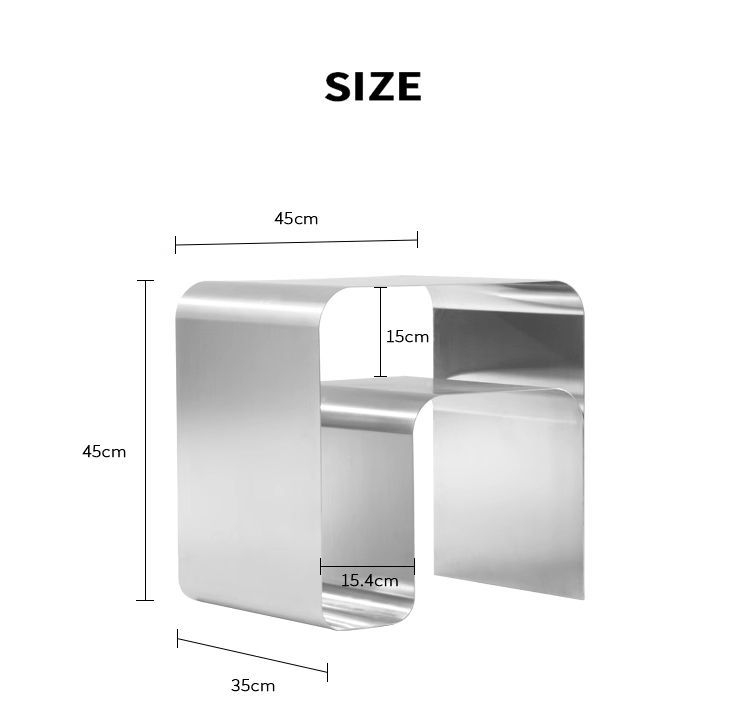 Brushed Stainless Steel S-Shaped Side Table, Nordic Minimalist Coffee Table with Storage Shelf, Contemporary Italian Design Accent Table