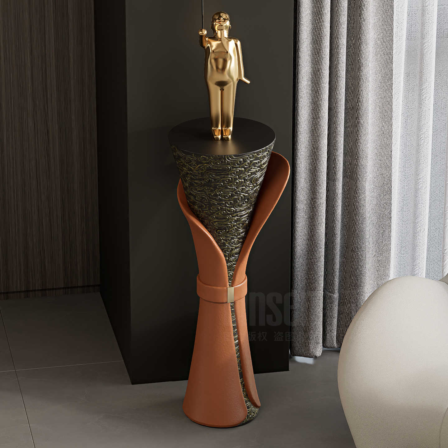 Luxury Twisted Column Decorative Floor Vase – Modern Art Sculpture Pedestal, Designer Roman Column Stand for Living Room, Bedroom, Hotel Lobby Decor