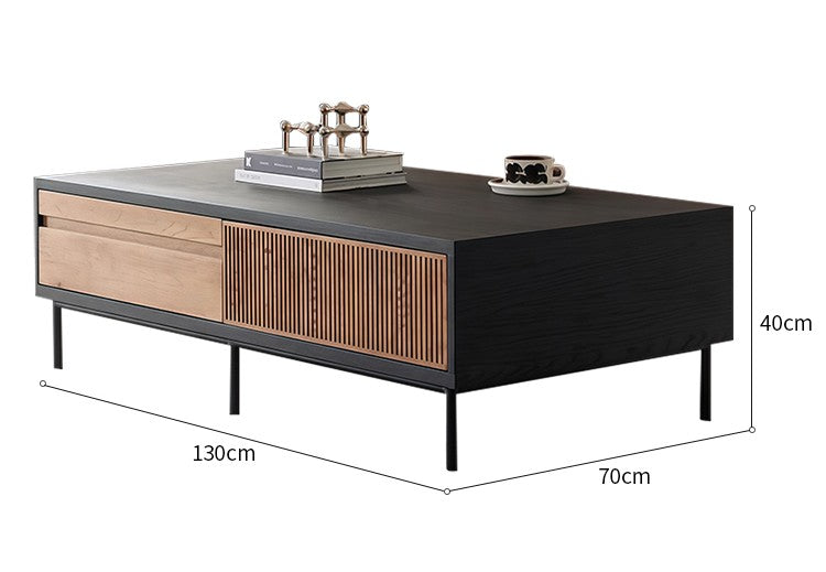 Modern Minimalist Solid Wood Coffee Table – Vintage Living Room Luxury Drawer Rectangular Tea Table