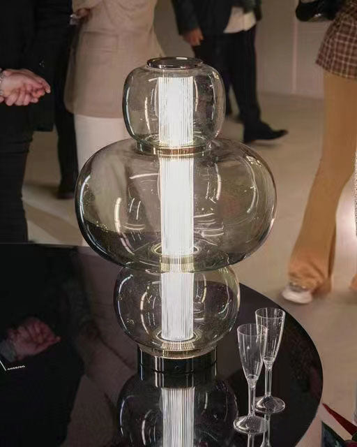 Designer Gray Glass Table Lamp, Creative Modern LED Decorative Light for Bedroom, Living Room, or Model Home