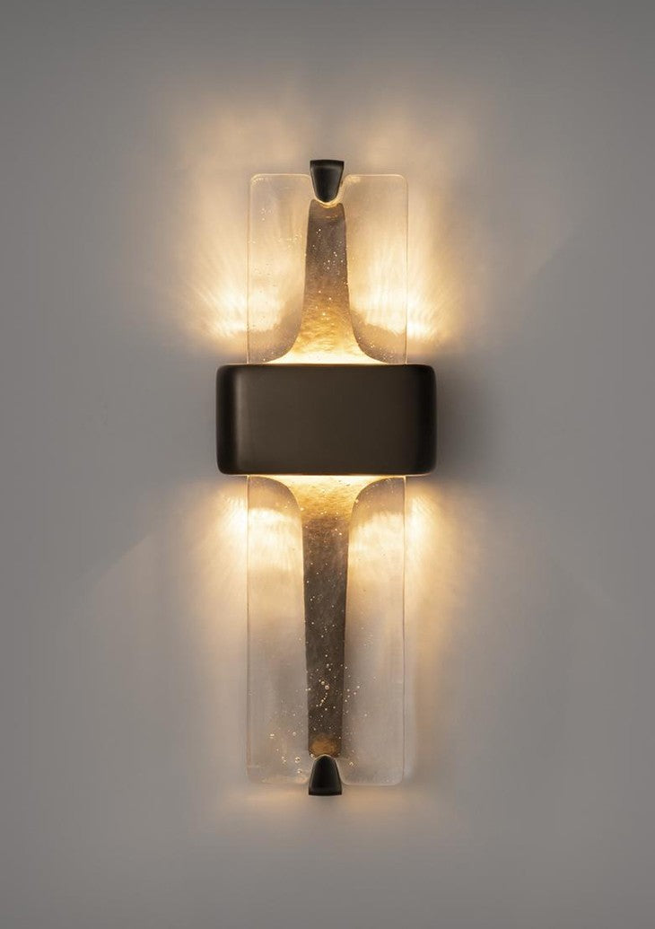 Vintage Torch Brass Crystal Glass Wall Sconce, Luxury LED Art Deco Accent Lamp for Living Room, Bedroom, Hallway