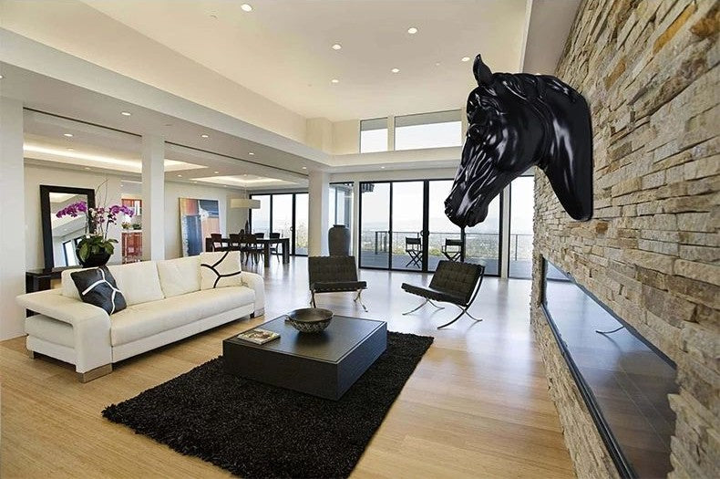 Horse Head Wall Decor, 3D Sculptural Resin Ornament for Living Room, Creative Luxury Home Accent