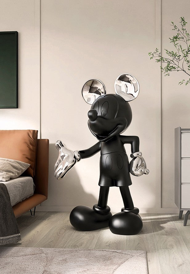 Luxury Mickey Mouse Love Gesture Floor Sculpture, Modern Resin Designer Figurine for Living Room, Entryway, Staircase Display