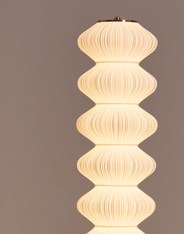 Full Spectrum LED Gourd Floor Lamp, Rose Gold and White, Eye-Friendly Ambient Lighting for Hotel, Bedroom, Living Room