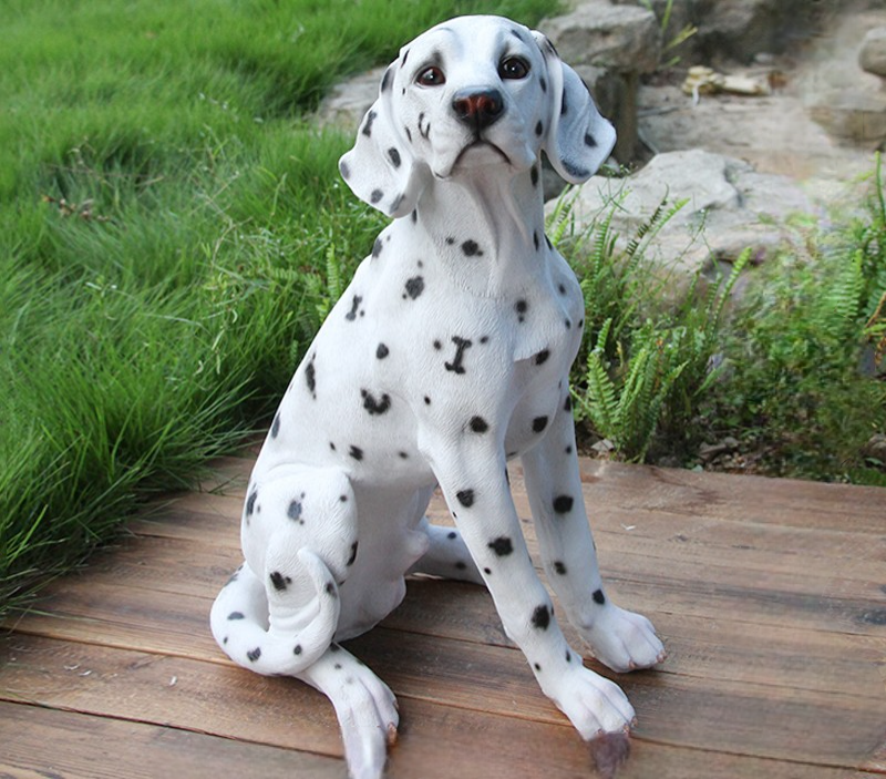 Realistic Dalmatian Dog Statue Set, Large Outdoor Resin Sitting Dog Sculptures – Garden, Foyer, Patio, Living Room Decor