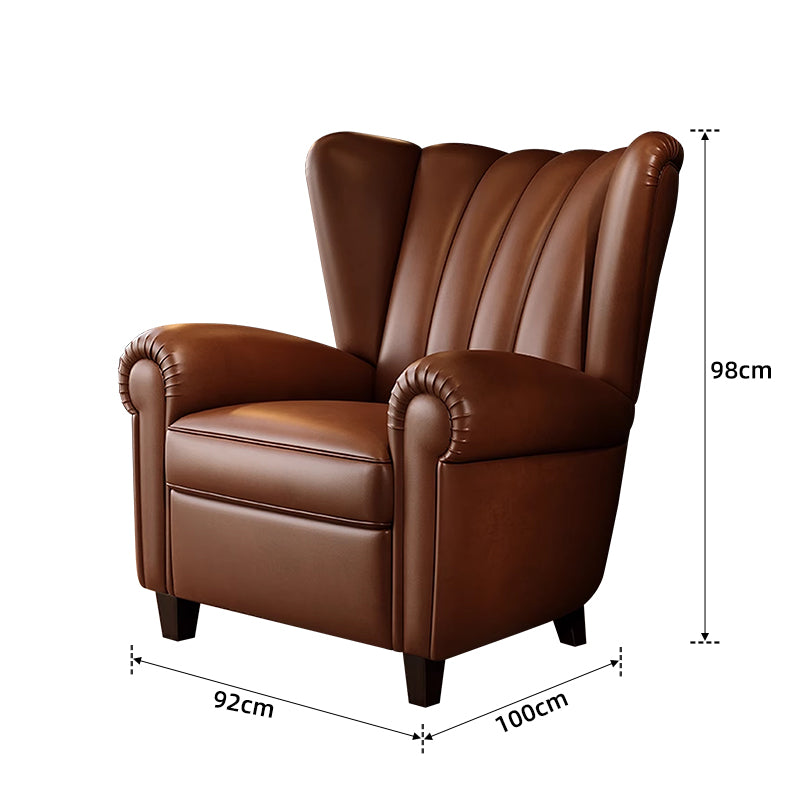 Vintage Leather Tiger Chair – Retro Single Lounge Armchair for Living Room, Balcony, or Reading Nook