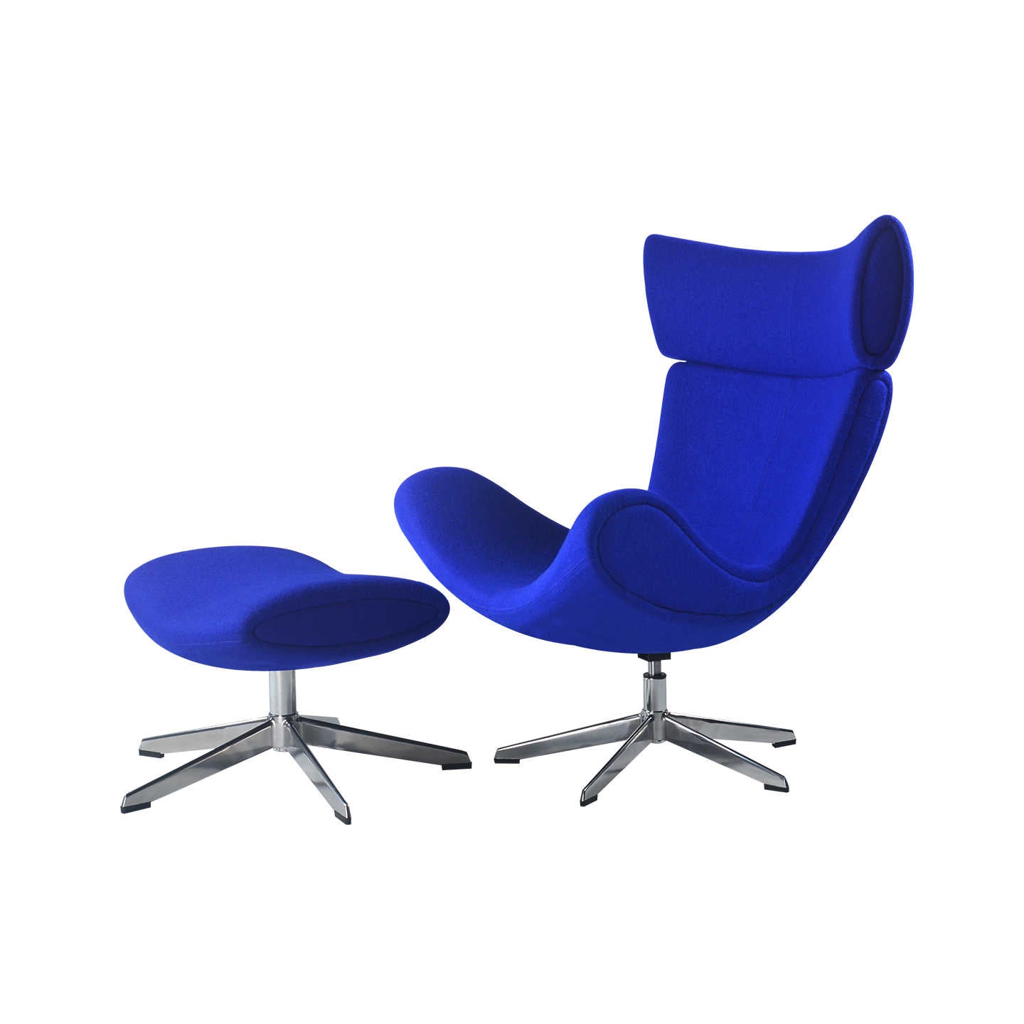 Lounge Chair & Ottoman, Large Full Set (Fiberglass + Star Base + Cashmere/PU Velvet)