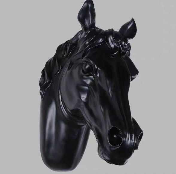 Horse Head Wall Decor, 3D Sculptural Resin Ornament for Living Room, Creative Luxury Home Accent