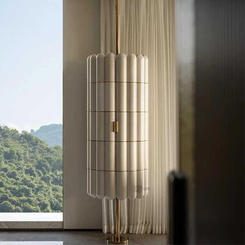 Luxury Stainless Steel Column Wine Cabinet – Artistic High-End Designer Wine Storage for Villa or Mansion