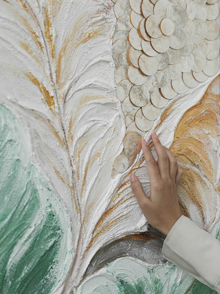Original Hand-Painted Textured Oil Painting, Large Luxury Wall Art for Villa Living Room & Entryway