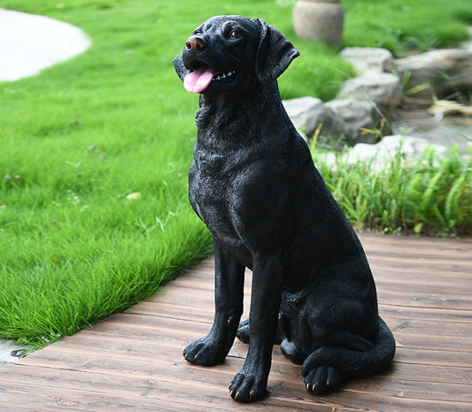 Large Black Labrador Retriever Statue, Realistic Sitting Dog Sculpture – Outdoor Garden, Lawn, Entry, Home Decor