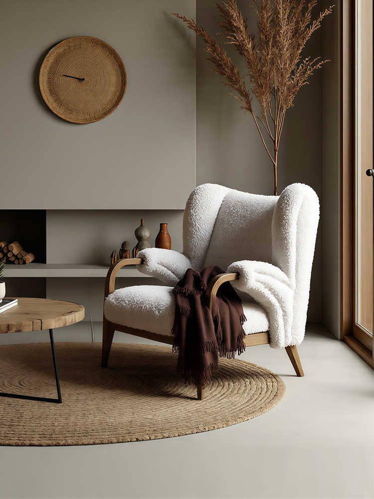 Vintage Accent Armchair – Designer Upholstered Single Sofa Chair for Living Room, Homestay, or Bedroom