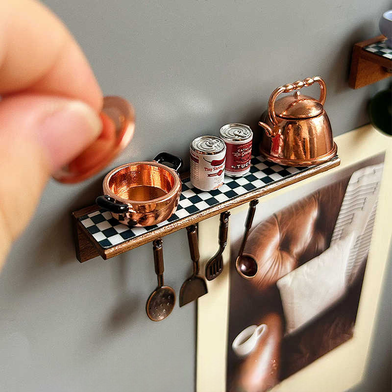 Miniature Kitchen Shelf Refrigerator Magnets, Creative Magnetic Teapot & Coffee Décor Set – Micro Kitchen World Fridge Accessories