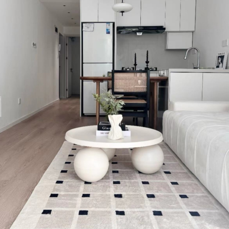 Modern Minimalist White Ball Coffee Table – Artistic Round Living Room Center Table, Funky Spherical Base