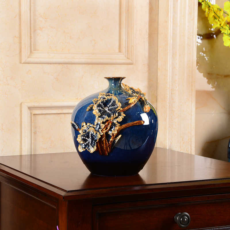 Luxury Cloisonné Enamel Ceramic Glass Vase Set – Hand-Painted Decorative Flower Vases for Living Room, Entryway, Side Table, Set of 2