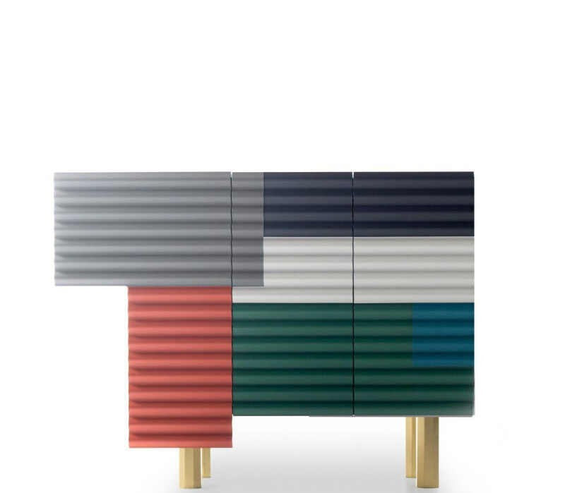 Modern Luxury Colorful Accent Sideboard Cabinet, Artistic Storage Buffet for Living Room Entryway