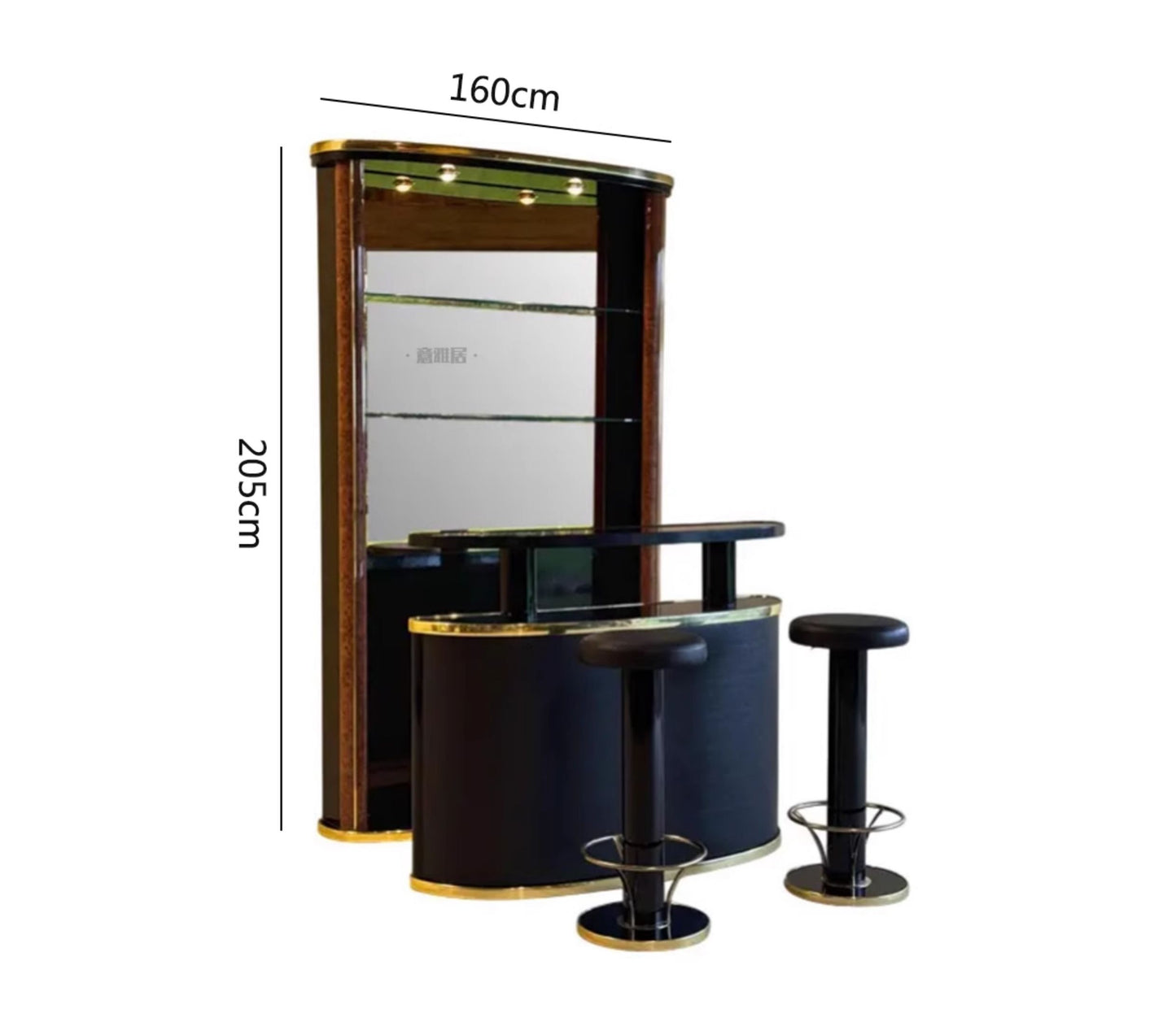 Designer Bar Cabinet Set with Stools – Luxury Art Deco Style Wine Display Unit, Premium Home Bar Furniture System for Living Rooms and Entertainment