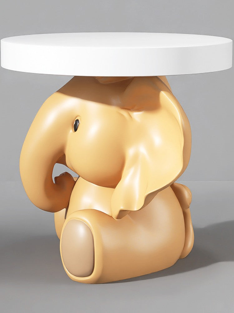 Cute Elephant Floor Stool and Tray Table, Entryway Decorative Shoe Changing Stool, Modern Home Accessory & Housewarming Gift