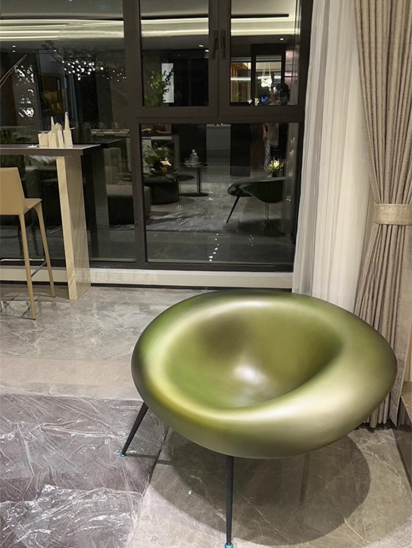Designer “Nest” Chair, Creative Fiberglass & Electroplated Leisure Armchair for Indoor & Outdoor Use