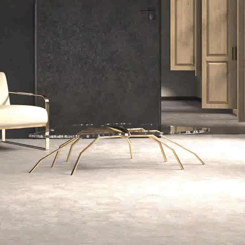 Designer Butterfly Acrylic Coffee Table, Pink Transparent Modern Art-Inspired Center Table, Luxury Living Room Statement Piece