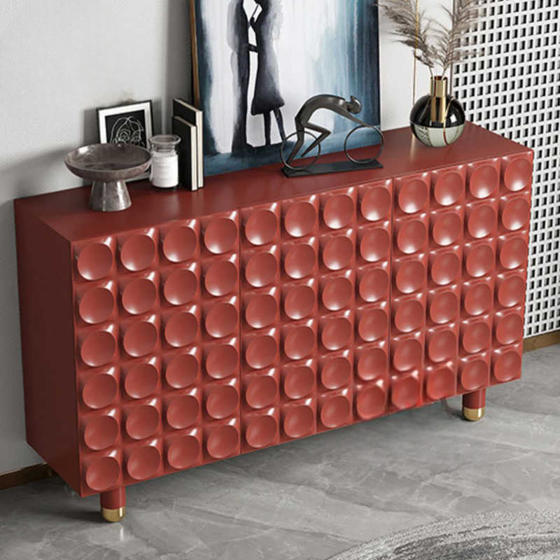 Minimalist Red Bubble Textured Sideboard Cabinet, Luxury Entryway Buffet for Living Room, Modern Designer Tea Console