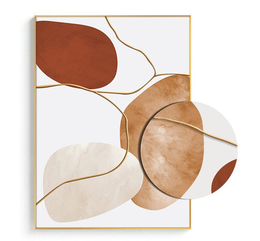 Minimalist Abstract Textured Wall Art, Creative Layered Luxury Hand-Painted Oil Painting, Living Room & Headboard Feature, Gold Aluminum Frame