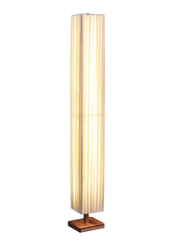 Minimalist Floor Lamp, Large Square Walnut and Linen LED Standing Light, Modern Zen Adjustable Lighting for Living Room, Bedroom, Study