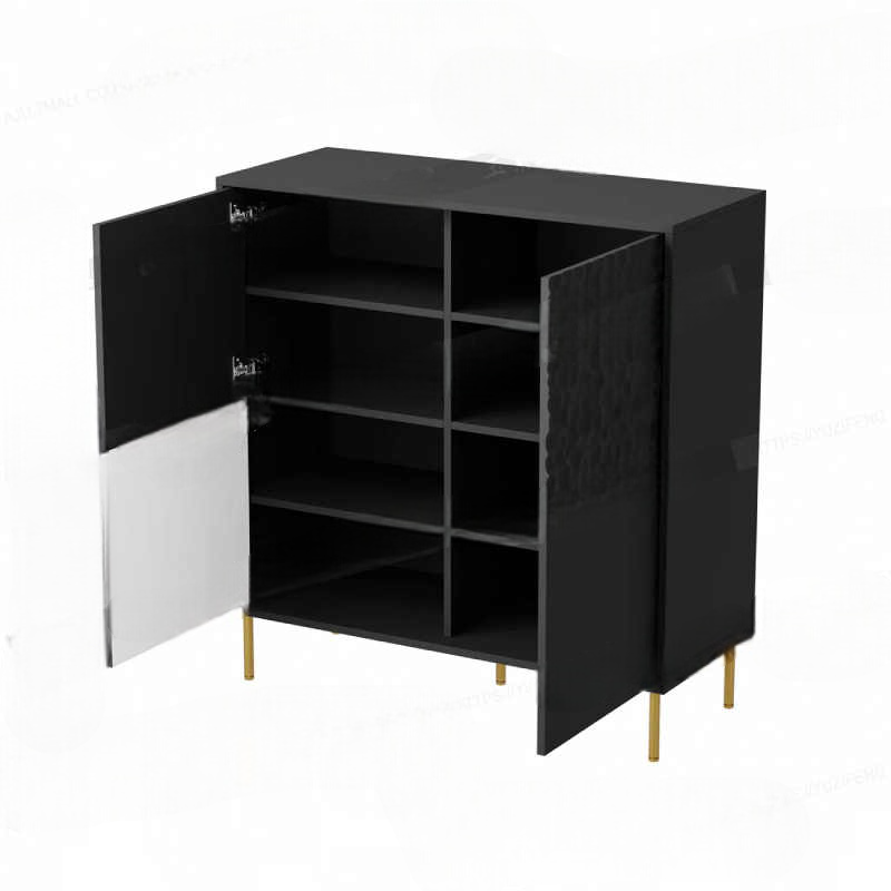 Modern Luxury Black Textured Sideboard Cabinet, Minimalist Storage Console for Entryway, Living Room, Shoe Cabinet