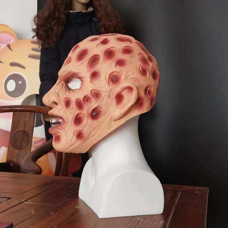 Zombie Latex Mask C – Rotten Burned Head Horror Mask for Halloween, Undead Movie & Biohazard Cosplay