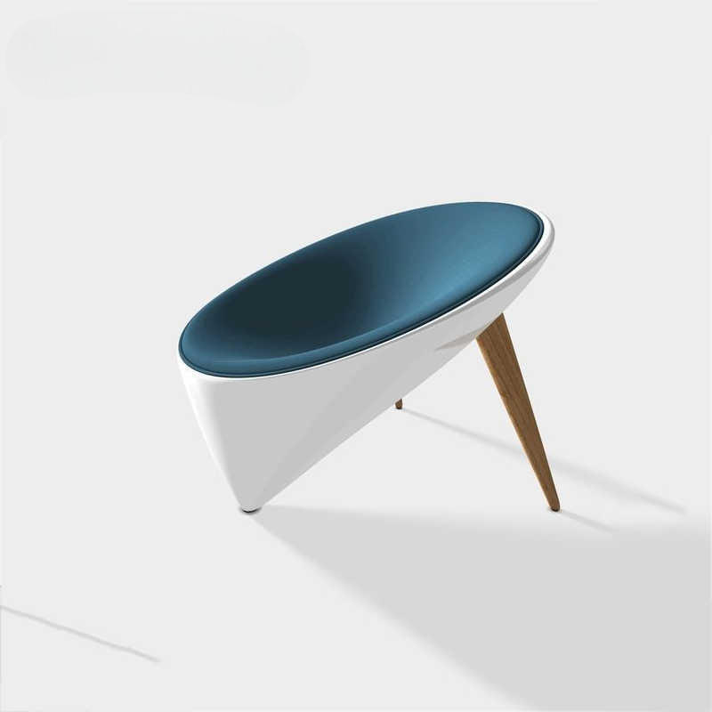 Modern Blue Beret Lounge Chair, Fiberglass Minimalist Artistic Accent Chair, Contemporary Living Room Single Sofa