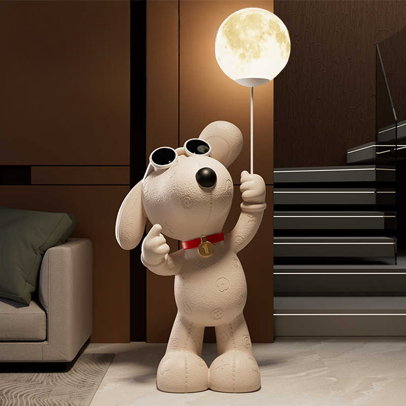 Light-Luxury Beagle Dog Floor Sculpture – High-End Modern Decor for Living Room, Sofa Side, or TV Cabinet
