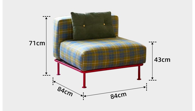 Vintage Dopamine Modular Armless Accent Chair – Artistic Designer Single Seat Sofa for Living Room, Apartment & Study