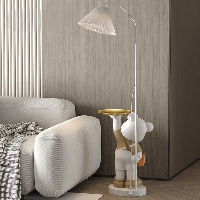 Bear Floor Lamp with Storage Tray, Cute Modern Standing Light for Living Room, Bedroom, Sofa Side