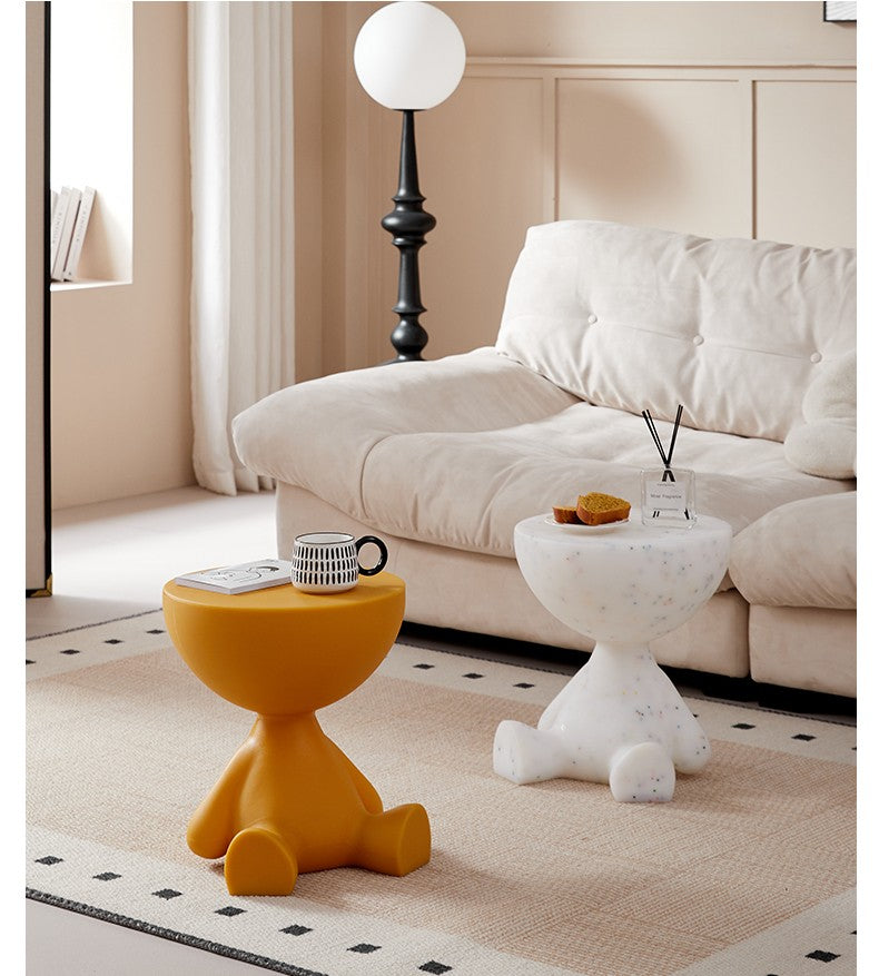 Viral Sitting Figure Side Table in Speckled Pattern, Modern Human Silhouette End Table with Multiple Color Options, Polyethylene Living Room Accent Furniture,