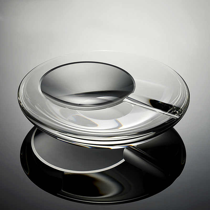 Luxury Crystal Glass Cigar Ashtray, Premium Handmade Round Smoking Accessory for Office & Living Room, High-End Heavy Duty Design