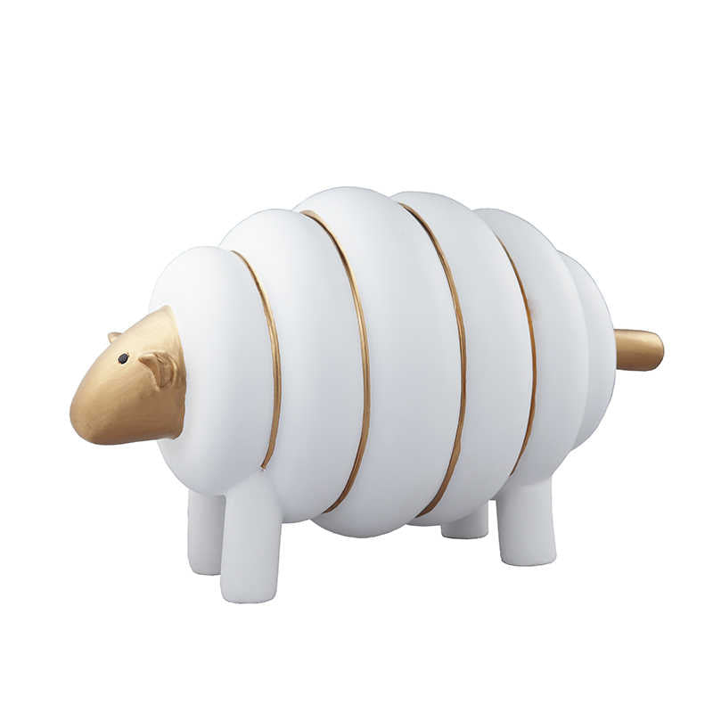 Modern Cartoon Sheep Sculpture – Abstract Animal Resin Decor for Kids Room, Living Room, Sales Office