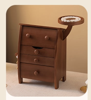 Solid Wood Multi-Drawer Storage Box with Side Table – Creative Elephant-Shaped Bedside Organizer, Unique Desktop Storage Cabinet for Living Room, Office, Bedroom