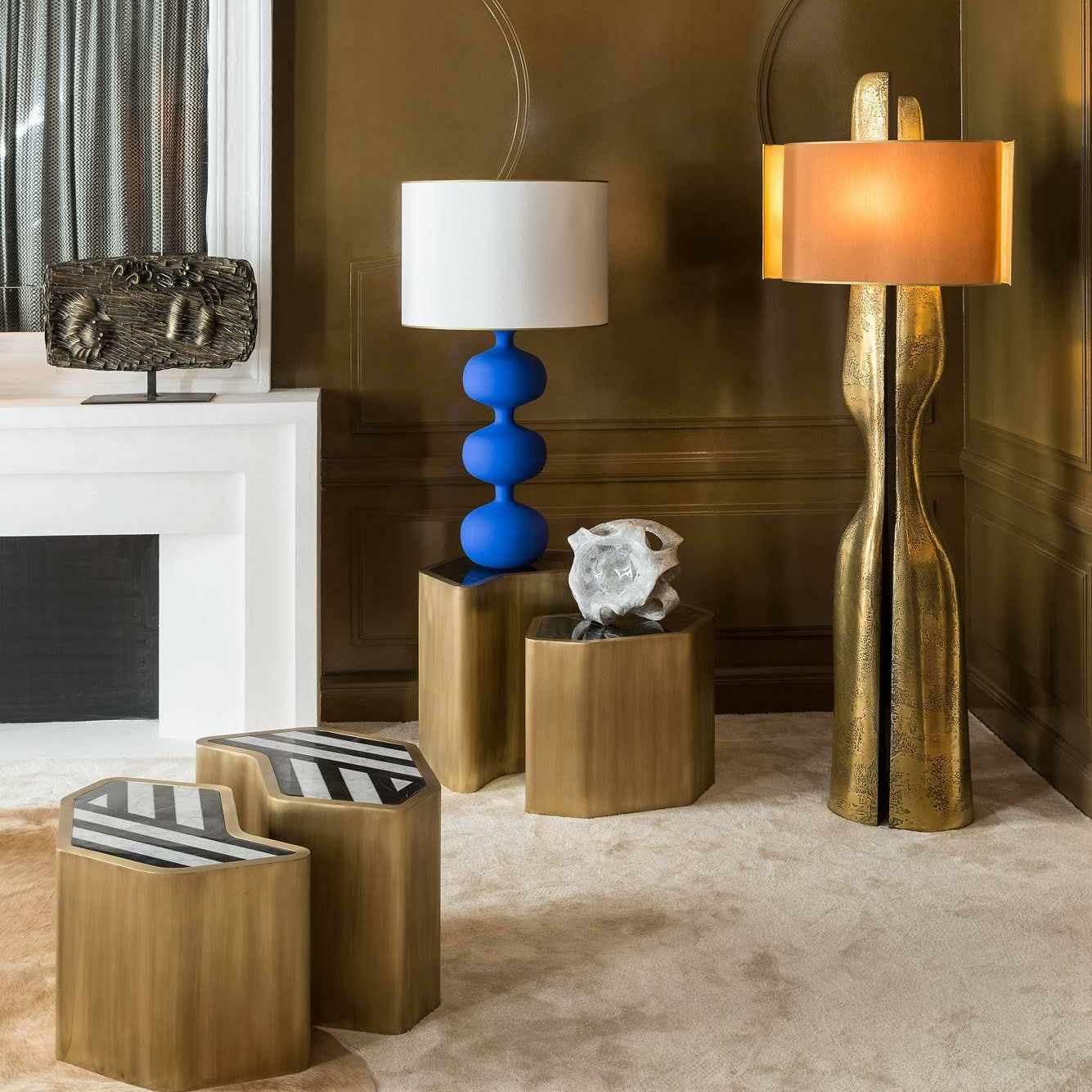 Luxury Modern Floor Lamp, Designer Sculptural Brass Statement Lighting for Model Homes, Living Room, Exhibition Hall, Bedroom
